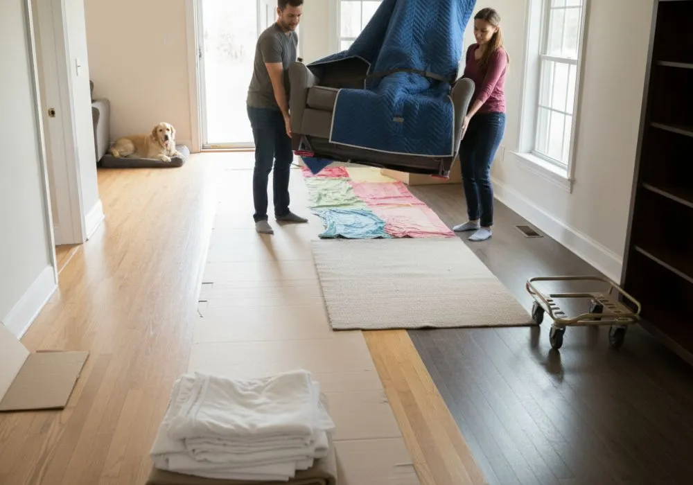 Protect floors when moving furniture